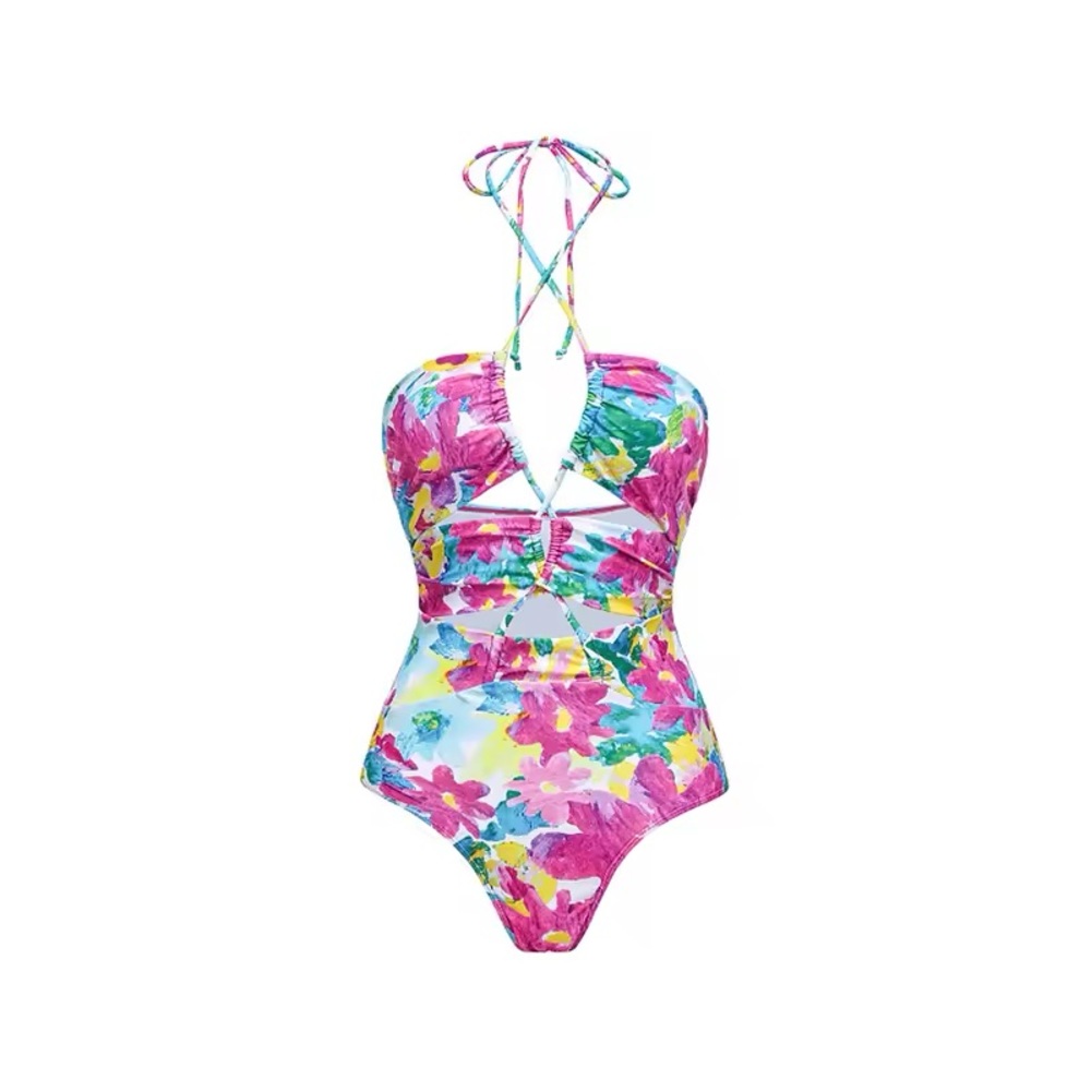 Floral One Piece women’s Swimsuit with Cover Up - size L (sold as set)